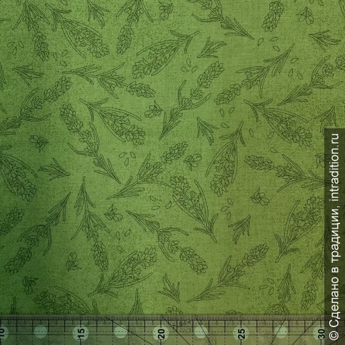 Хлопок зеленый "Лаванда" ботанический рисунок